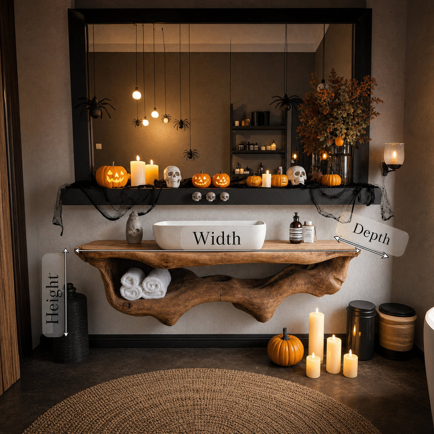 Handcrafted Live Edge Shelf For Bathroom Design Halloween Furniture - product view 6