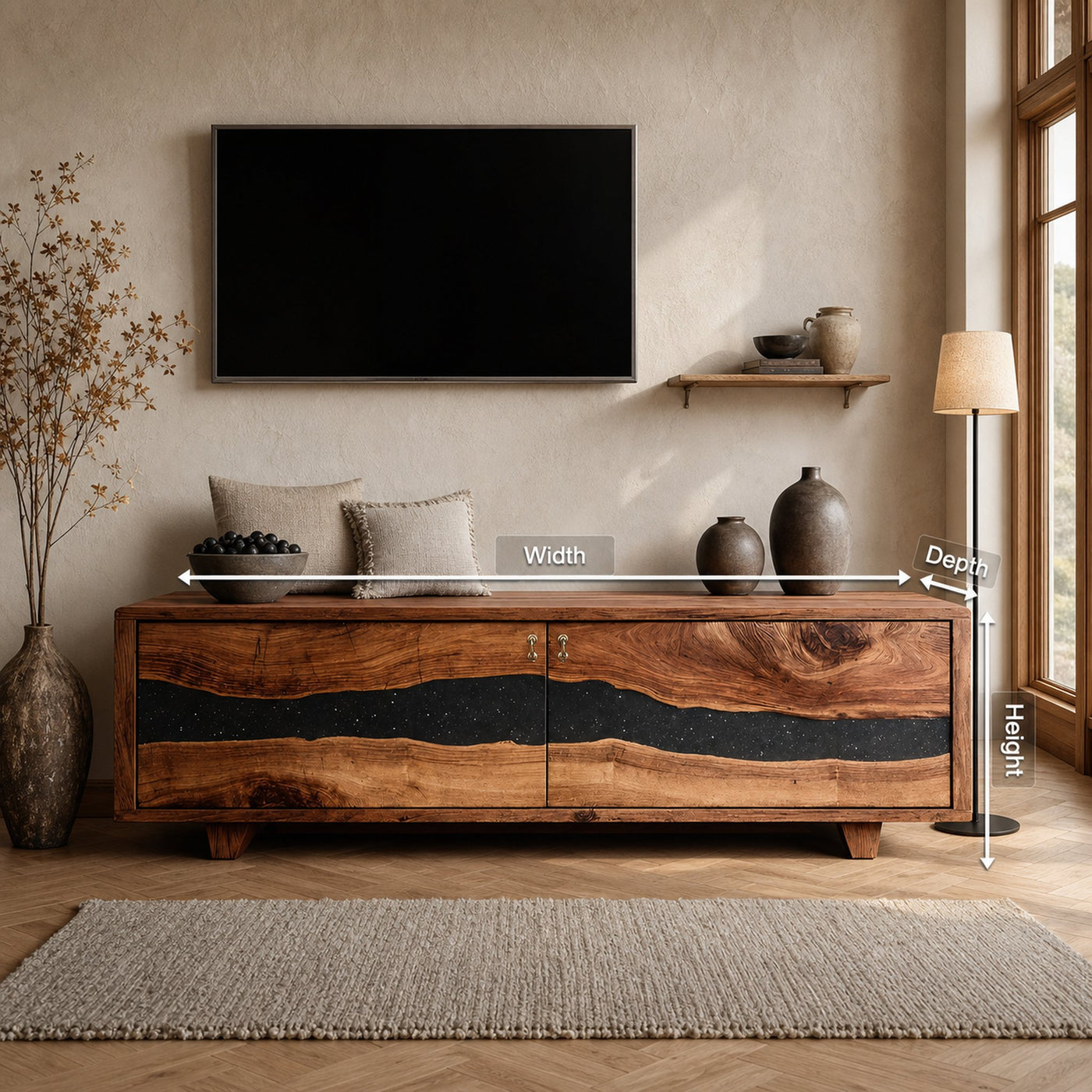Handcrafted Live Edge TV Cabinet For Furniture Decor - product view 7