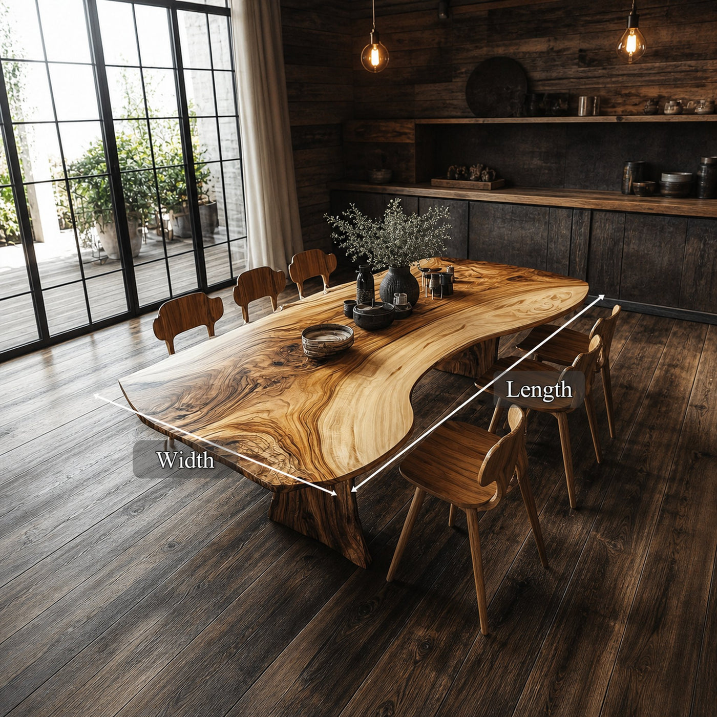 Handcrafted Live Edge Wooden Dining Table Artistic Slab For Kitchen - product view 3