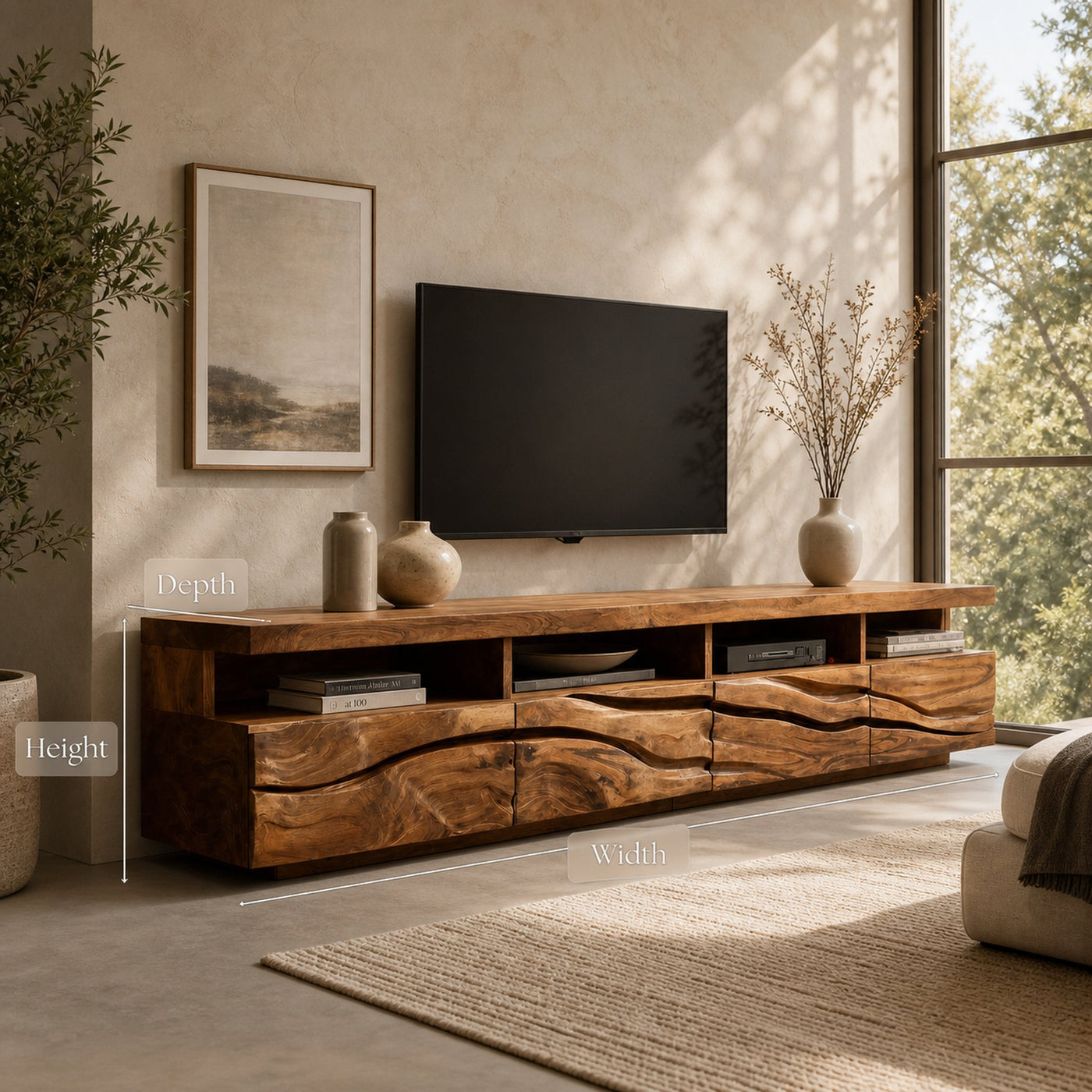 Handcrafted Media Cabinet Console For Living Room - product view 7