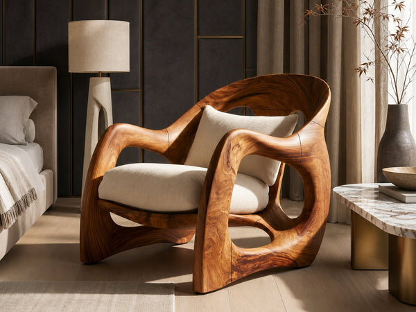 Handcrafted Organic Wood Armchair for Cozy Minimalist Living