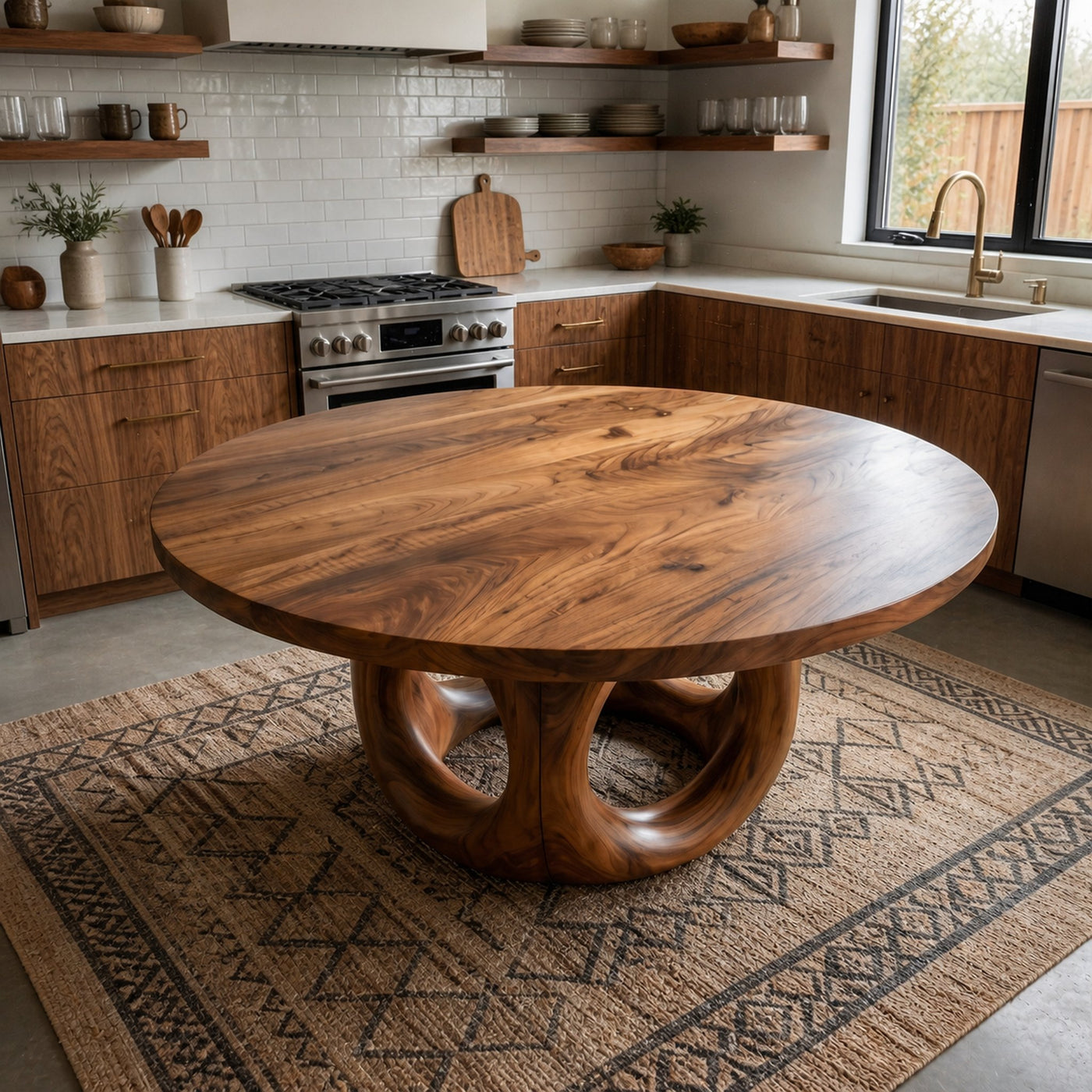 Handcrafted Round Dining Table Nature Inspired Design For Dining Room - product view 2