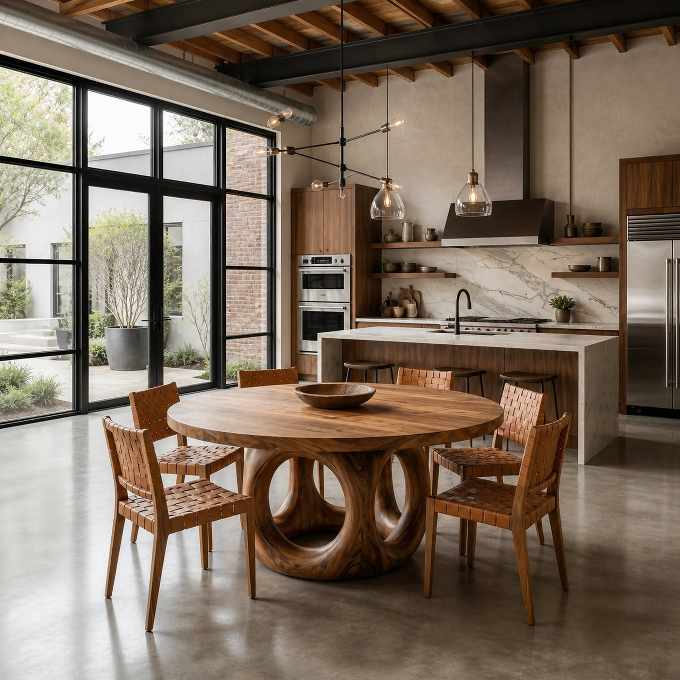 Handcrafted Round Dining Table Nature Inspired Design For Dining Room - product view 3