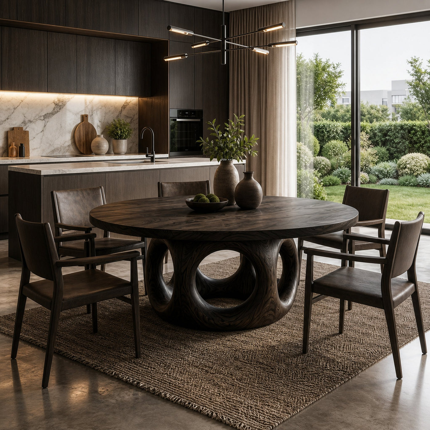 Handcrafted Round Dining Table Nature Inspired Design For Dining Room - product view 4