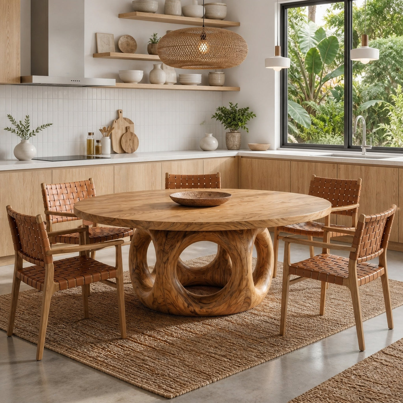Handcrafted Round Dining Table Nature Inspired Design For Dining Room - product view 5