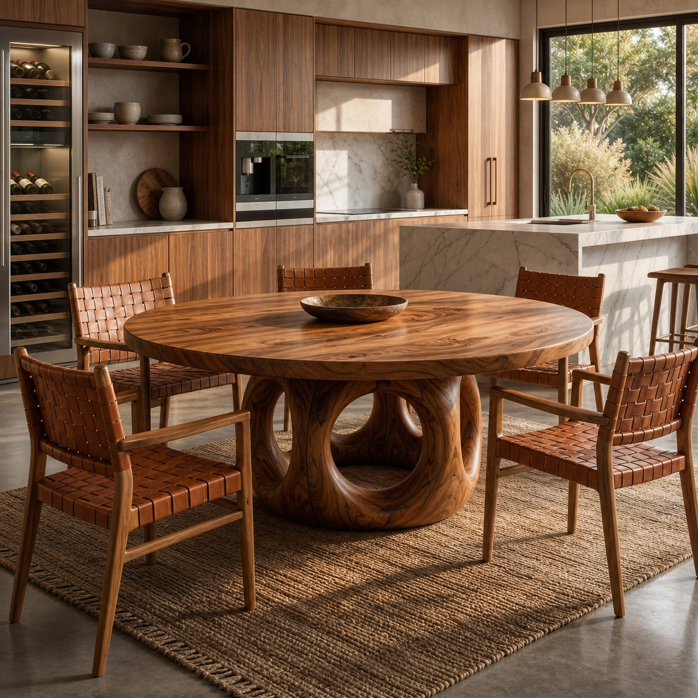 Handcrafted Round Dining Table Nature Inspired Design For Dining Room - product view 6