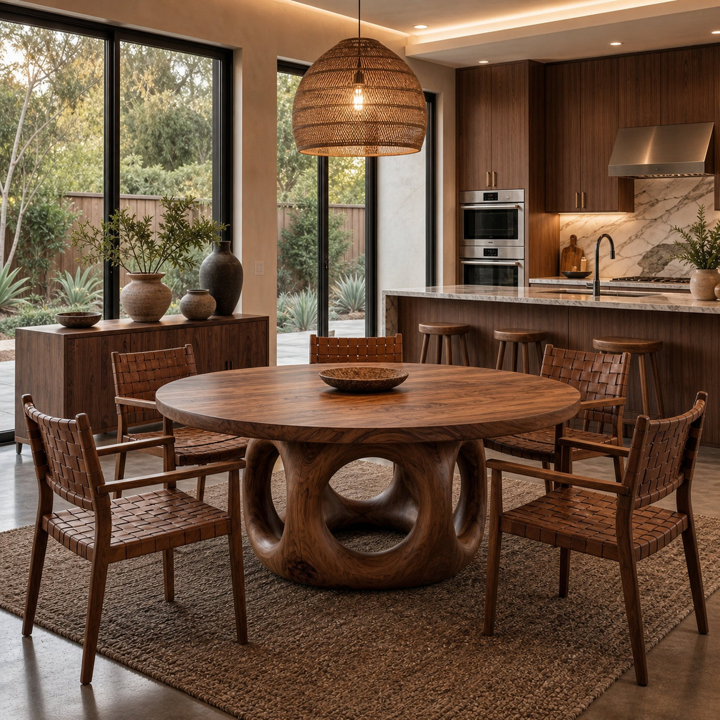 Handcrafted Round Dining Table Nature Inspired Design For Dining Room - product view 7