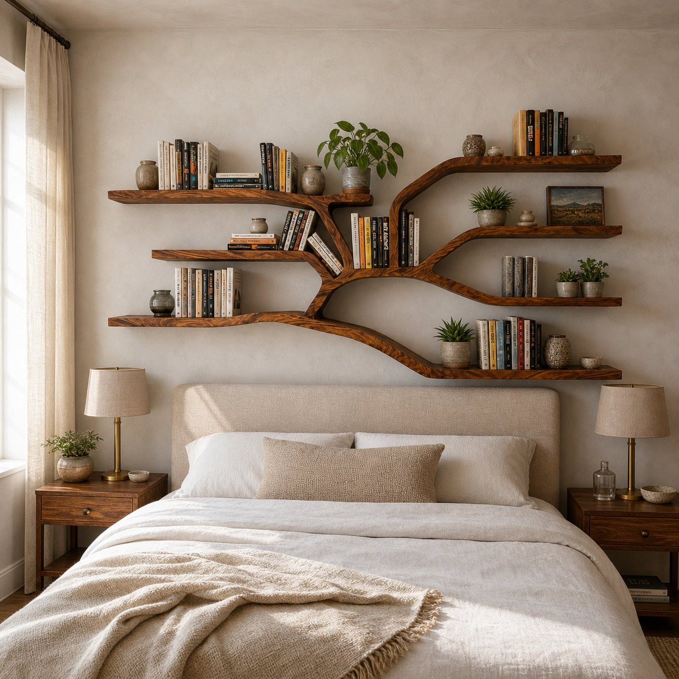 Handcrafted Sculptural Wooden Bookshelf For Living Room Decor - product view 6