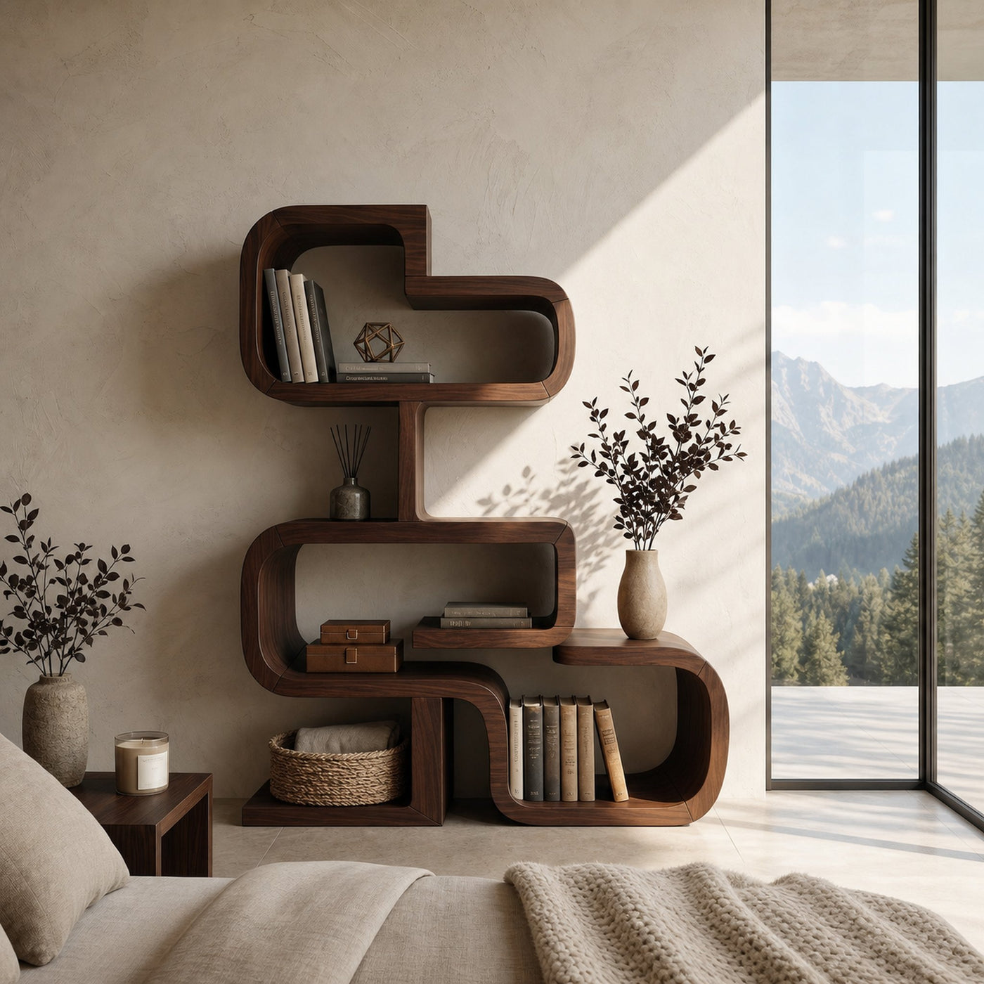 Handcrafted Sculptural Wooden Storage Unit For Spa Decor - product view 7