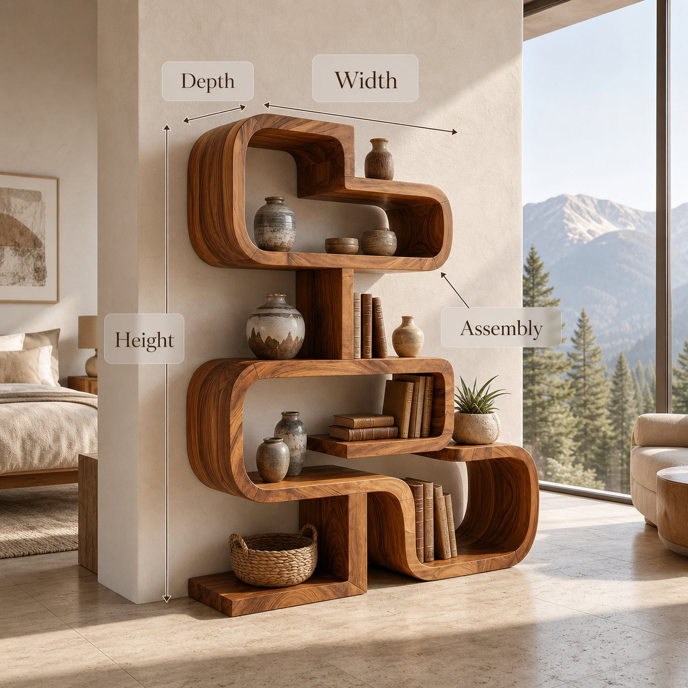 Handcrafted Sculptural Wooden Storage Unit For Spa Decor - product view 8
