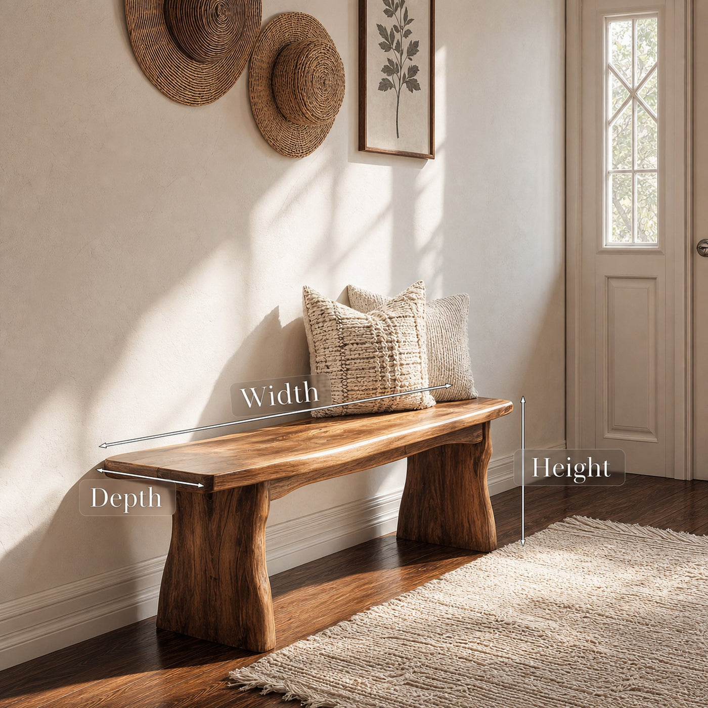 Handcrafted Seating Bench For Hallway Or Entryway - product view 6
