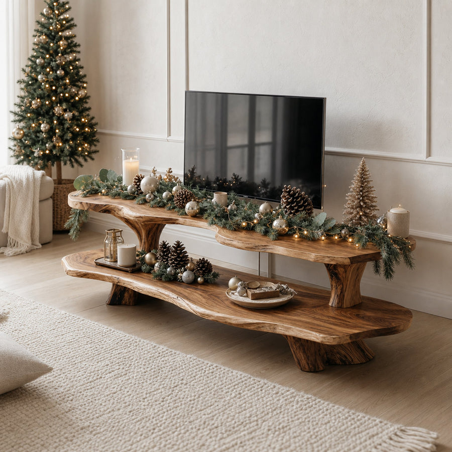 Handcrafted Solid Wood TV Console For Christmas Living Room Furniture