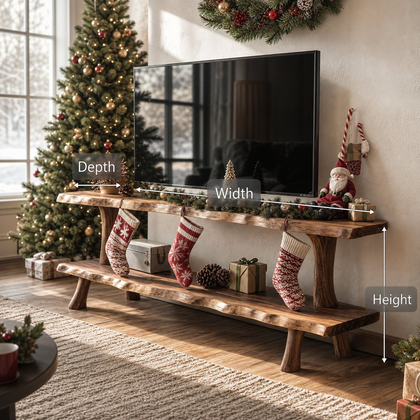 Handcrafted Solid Wood TV Console For Holiday Bedroom Furniture - product view 6