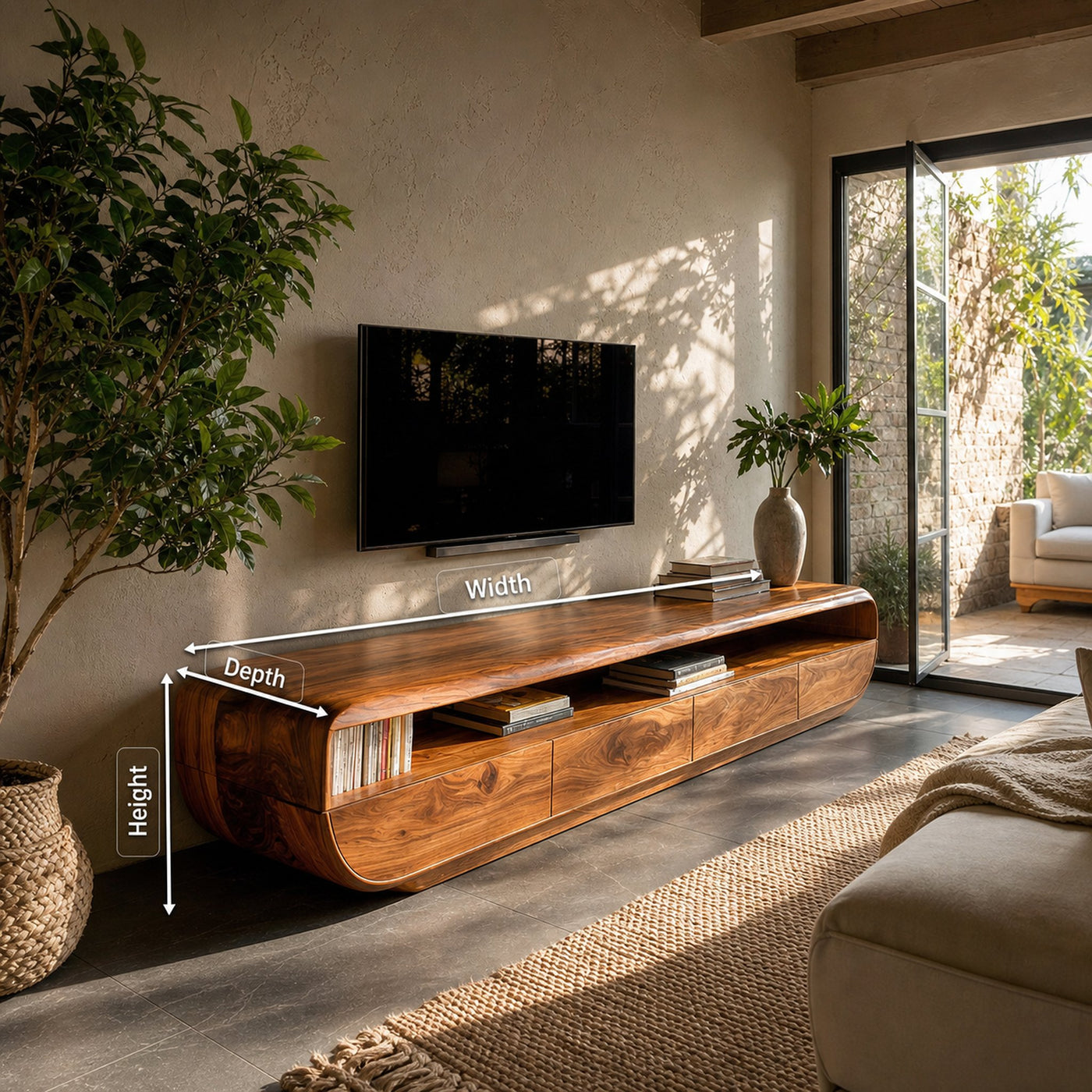 Handcrafted TV Cabinet Design Spacious Drawers For Living - product view 8