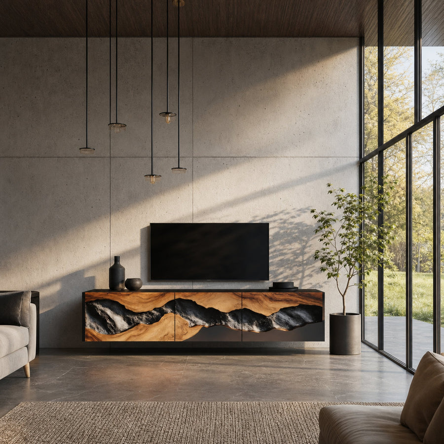Handcrafted TV Console For Cozy Living Space