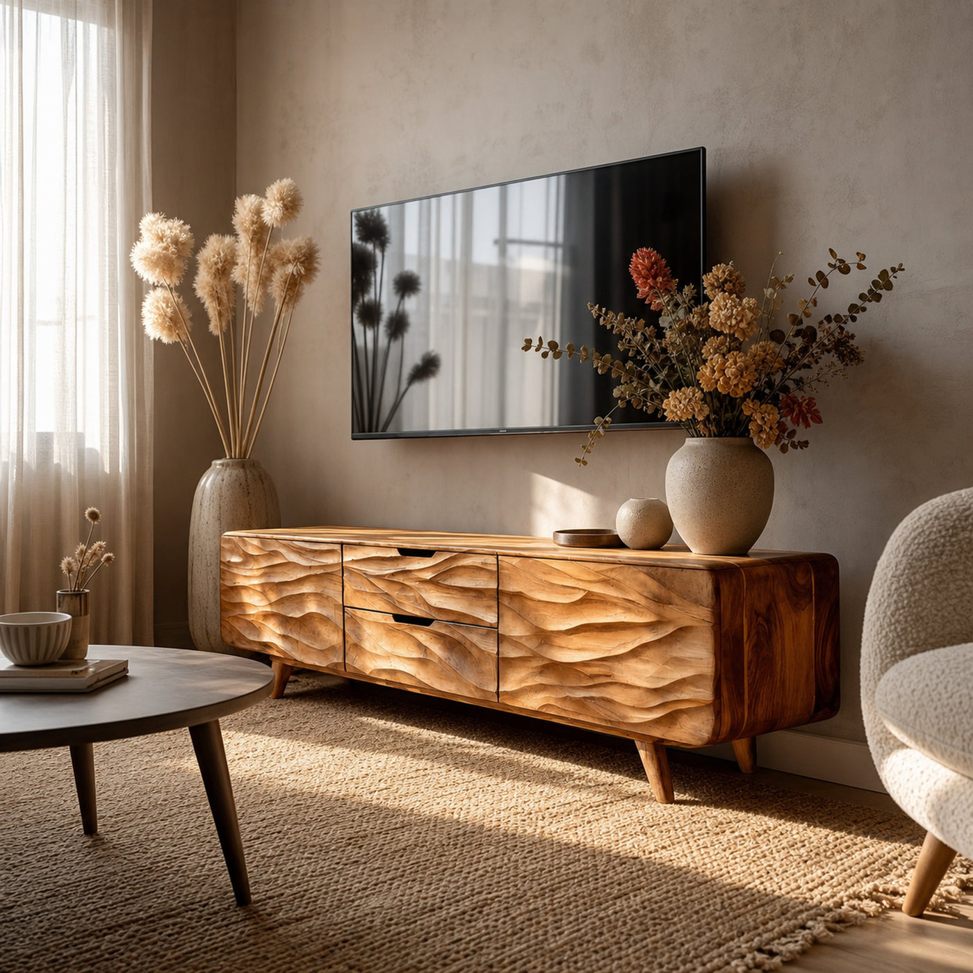 Handcrafted TV Stand With Stylish Storage For Living Room - product view 6