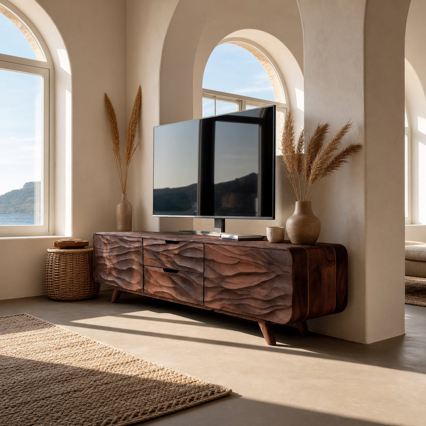 Handcrafted TV Stand With Stylish Storage For Living Room - product view 7