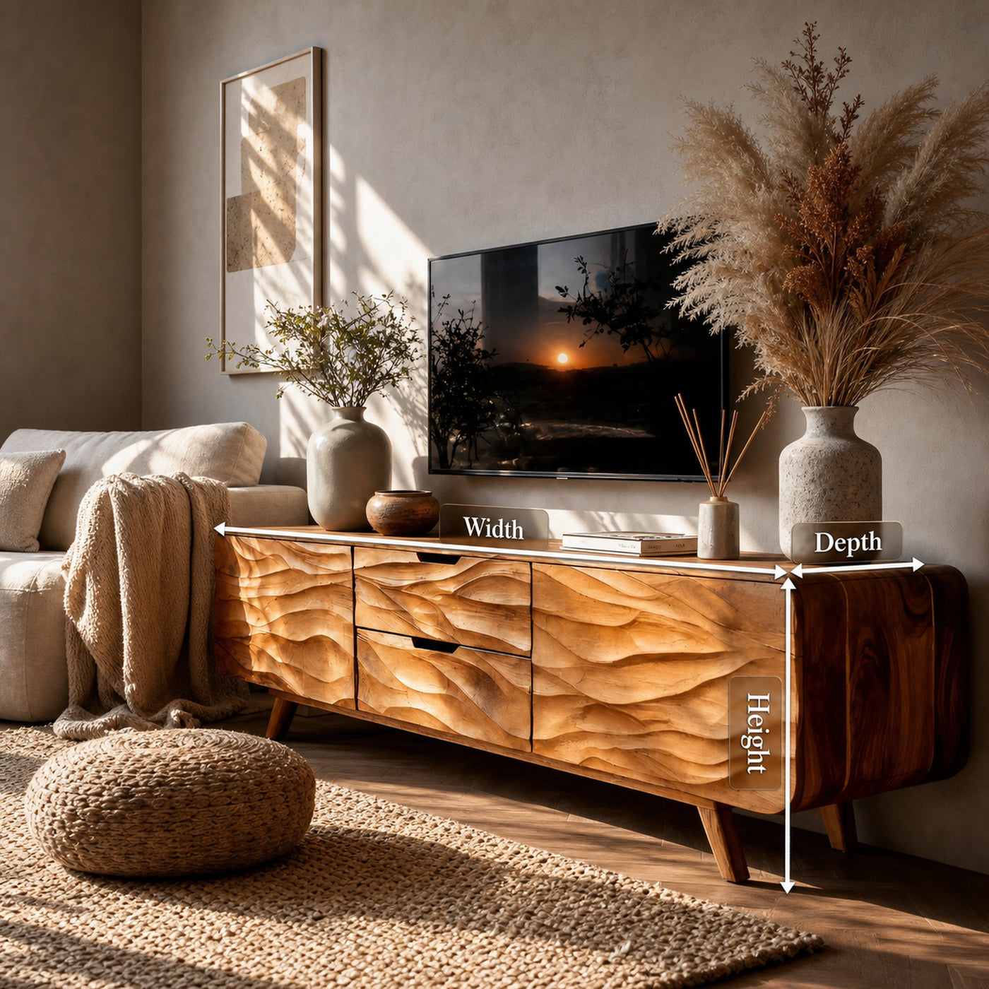 Handcrafted TV Stand With Stylish Storage For Living Room - product view 8