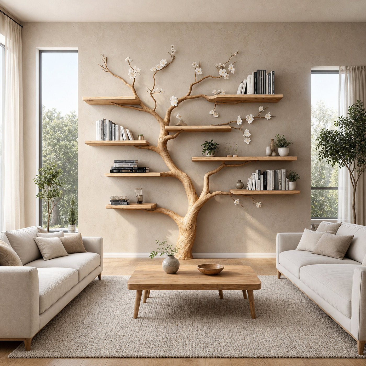 Handcrafted Tree Branch Bookshelf Home Decor Gift - product view 2