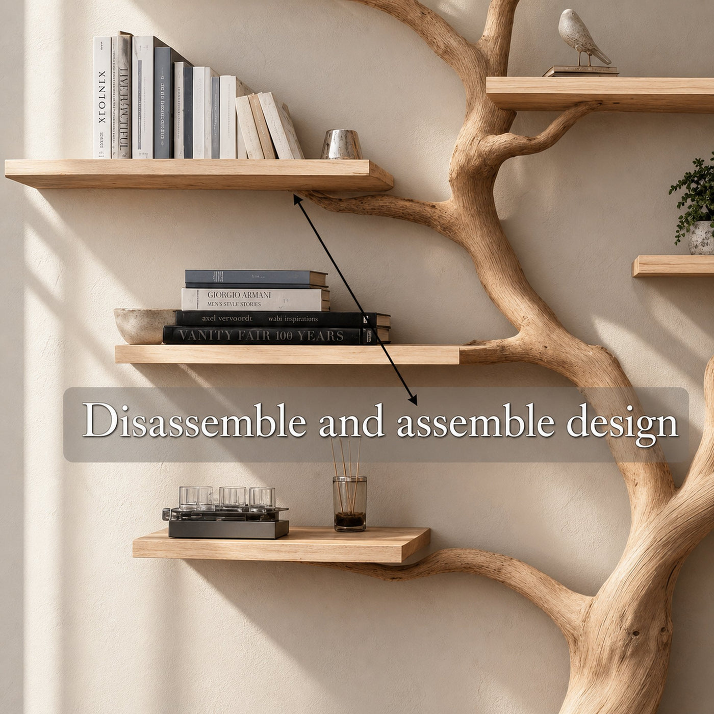 Handcrafted Tree Branch Bookshelf Home Decor Gift - product view 3