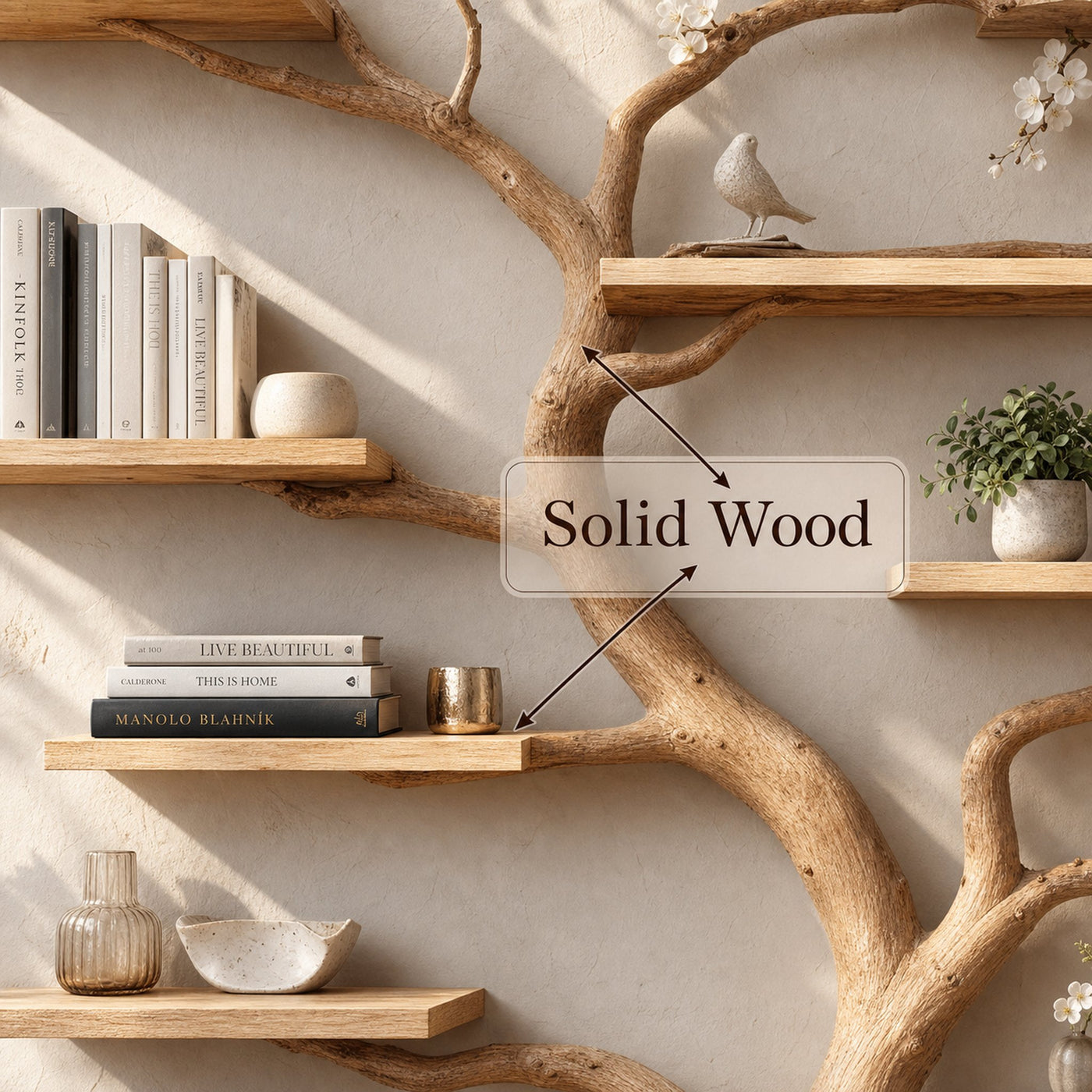 Handcrafted Tree Branch Bookshelf Home Decor Gift - product view 4
