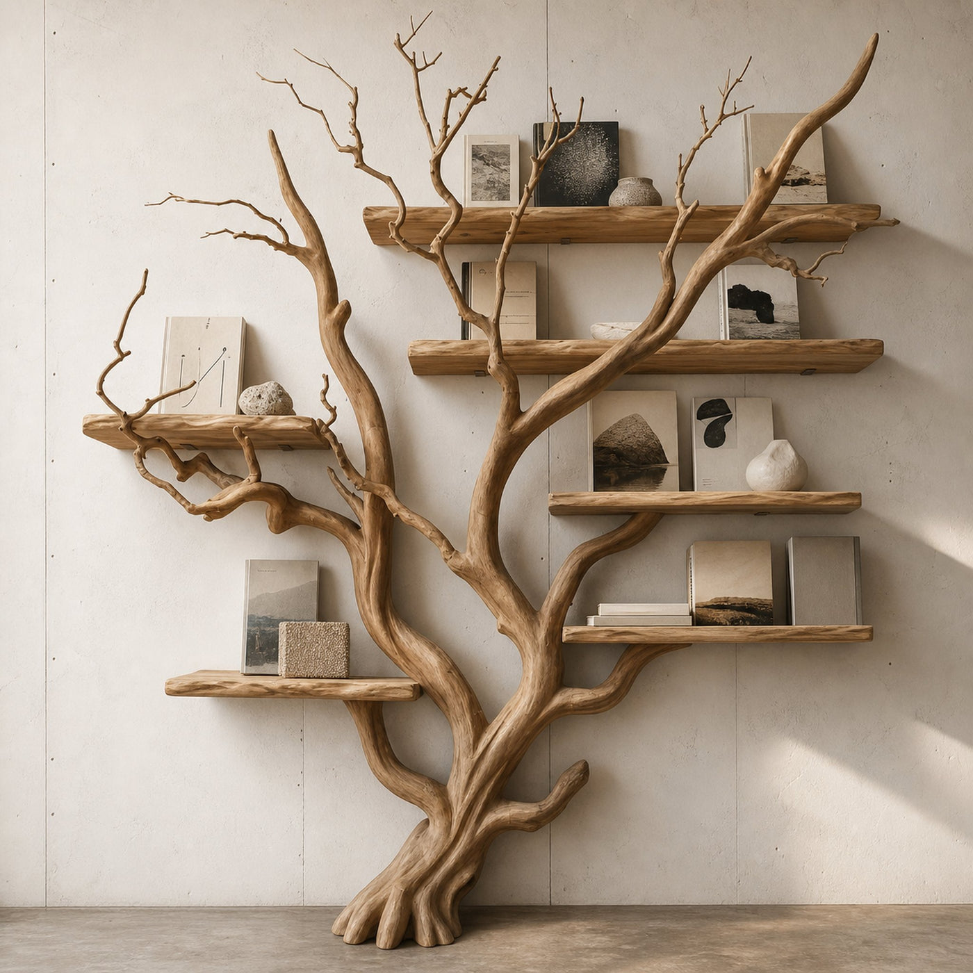Handcrafted Tree Storage Shelf Living Room Interior Statement Decor - product view 5