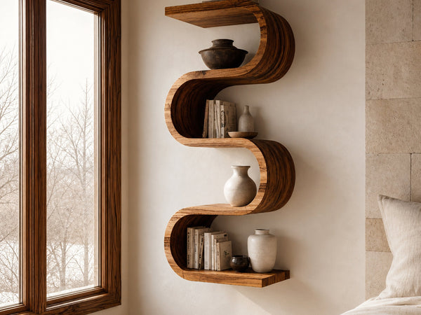 Handcrafted Vertical Wall Bookshelf For Living Or Bedroom