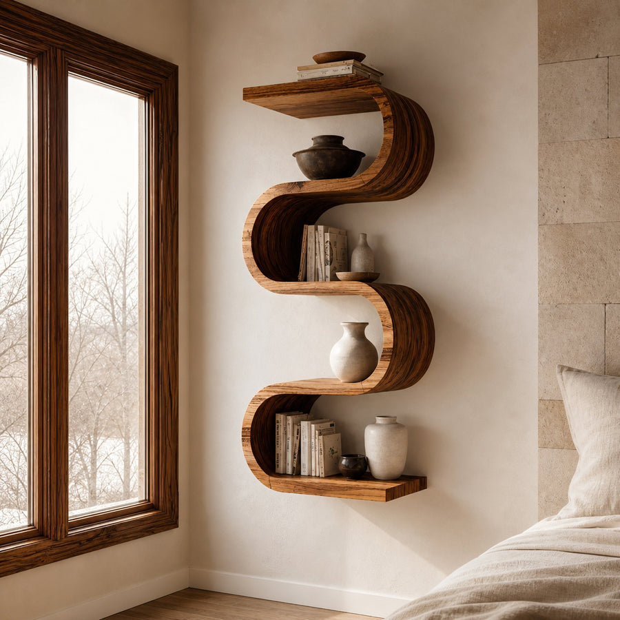 Handcrafted Vertical Wall Bookshelf For Living Or Bedroom