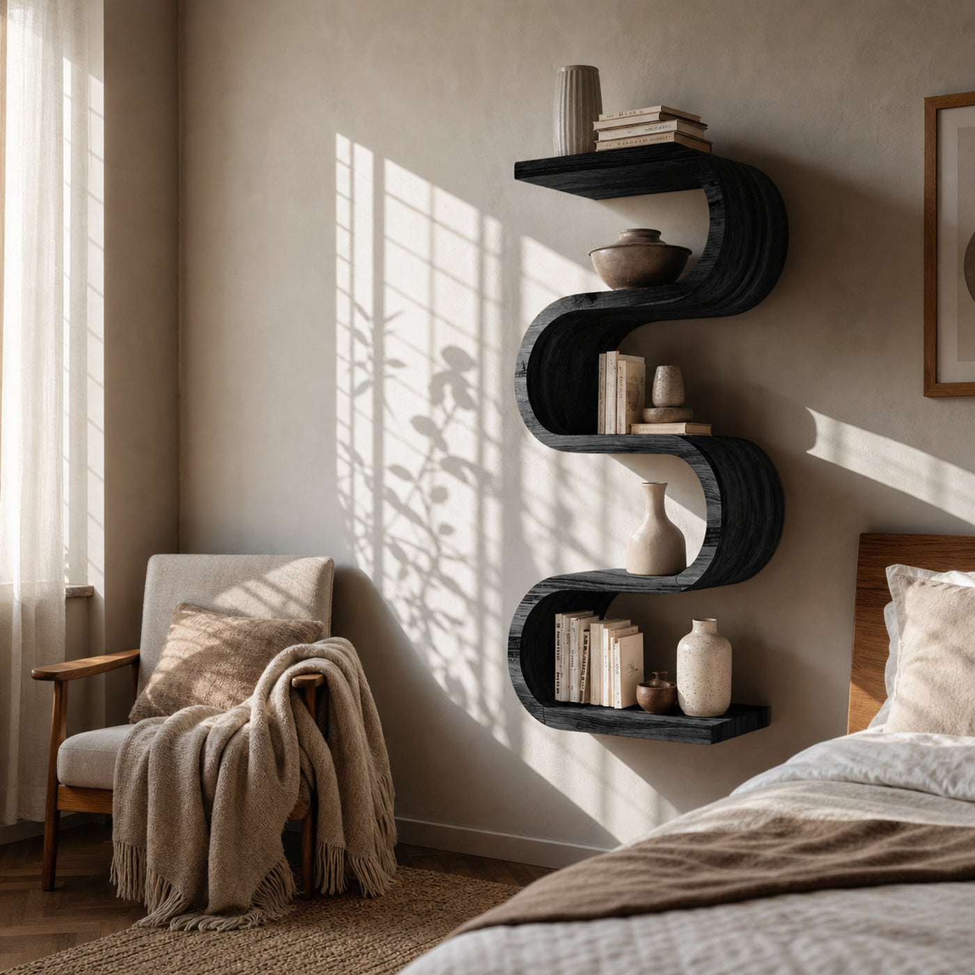Handcrafted Vertical Wall Bookshelf For Living Or Bedroom - product view 7