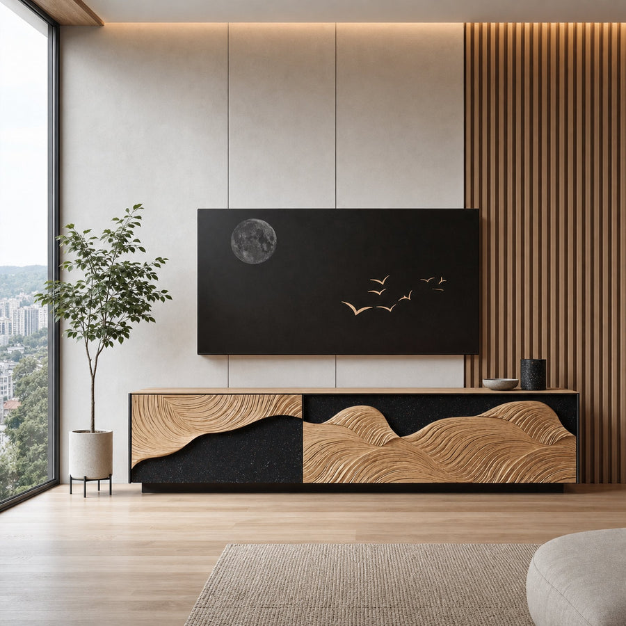 Handcrafted Wood Console For Furniture Design