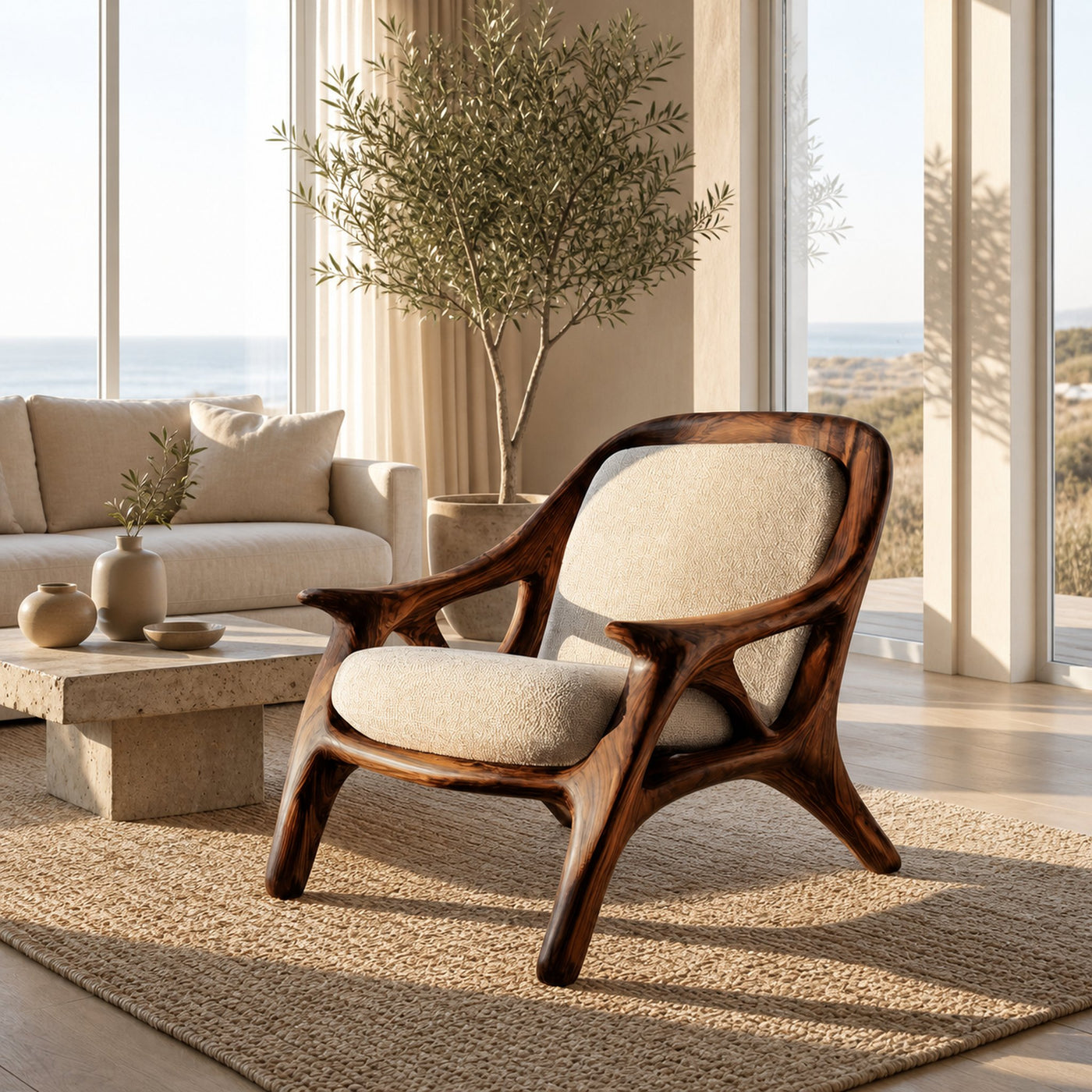 Handcrafted Wooden Accent Chair For Living Room - product view 6
