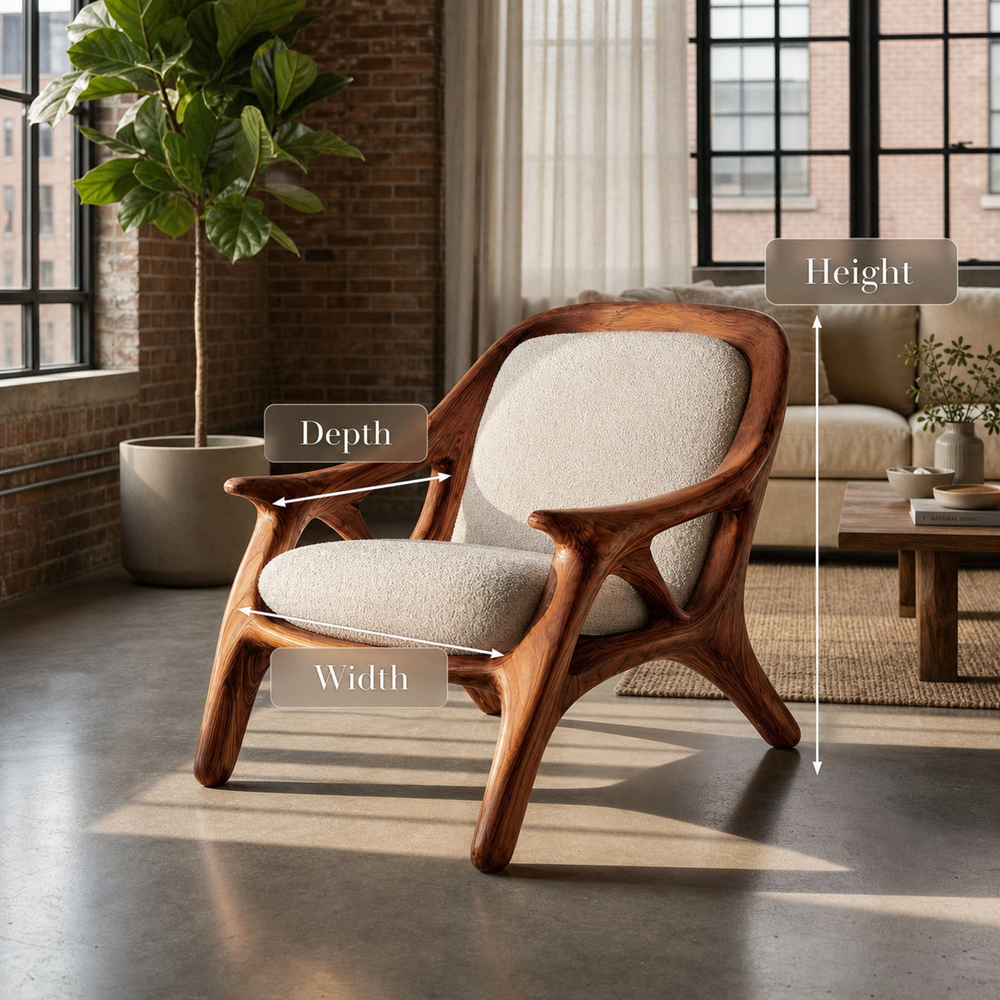 Handcrafted Wooden Accent Chair For Living Room - product view 7