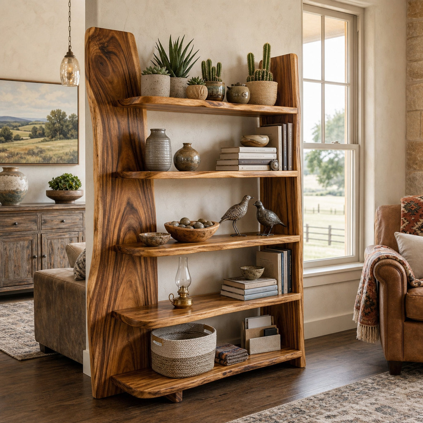 Handcrafted Wooden Bookshelf For Living Room Interior - product view 6