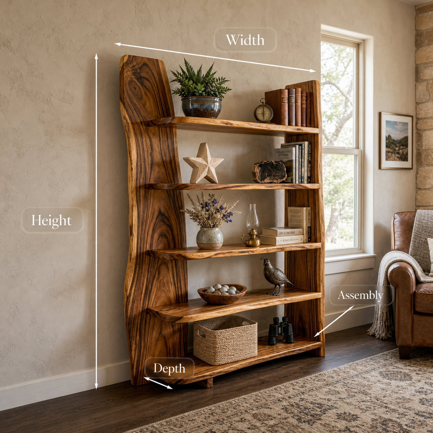 Handcrafted Wooden Bookshelf For Living Room Interior - product view 8