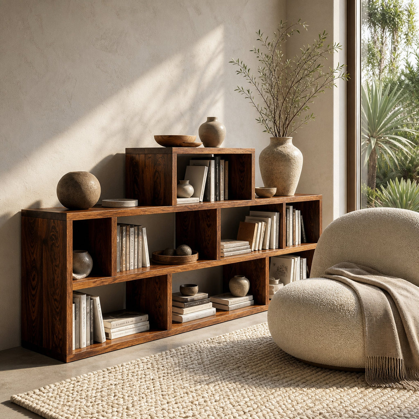 Handcrafted Wooden Bookshelf With Multi Storage For Living Space - product view 6