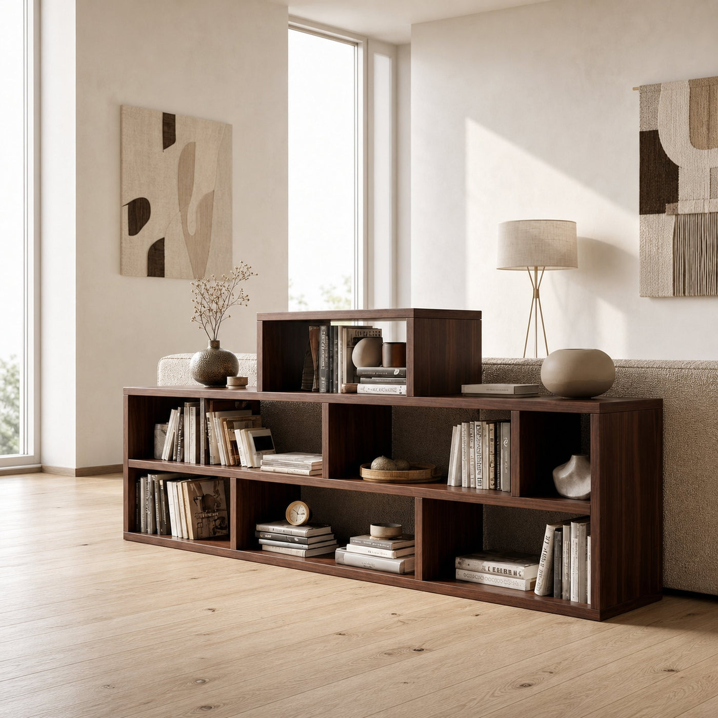 Handcrafted Wooden Bookshelf With Multi Storage For Living Space - product view 7