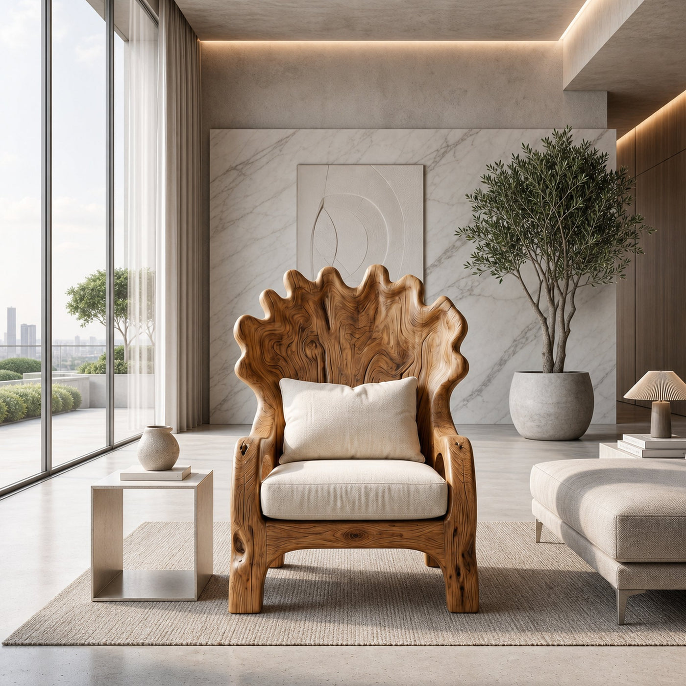 Handcrafted Wooden Lounge Chair For Living Room And Reading Nook - product view 2