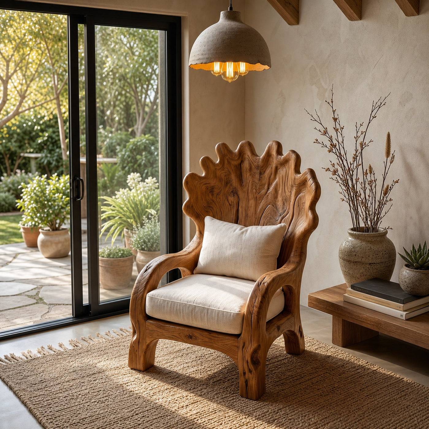 Handcrafted Wooden Lounge Chair For Living Room And Reading Nook - product view 3