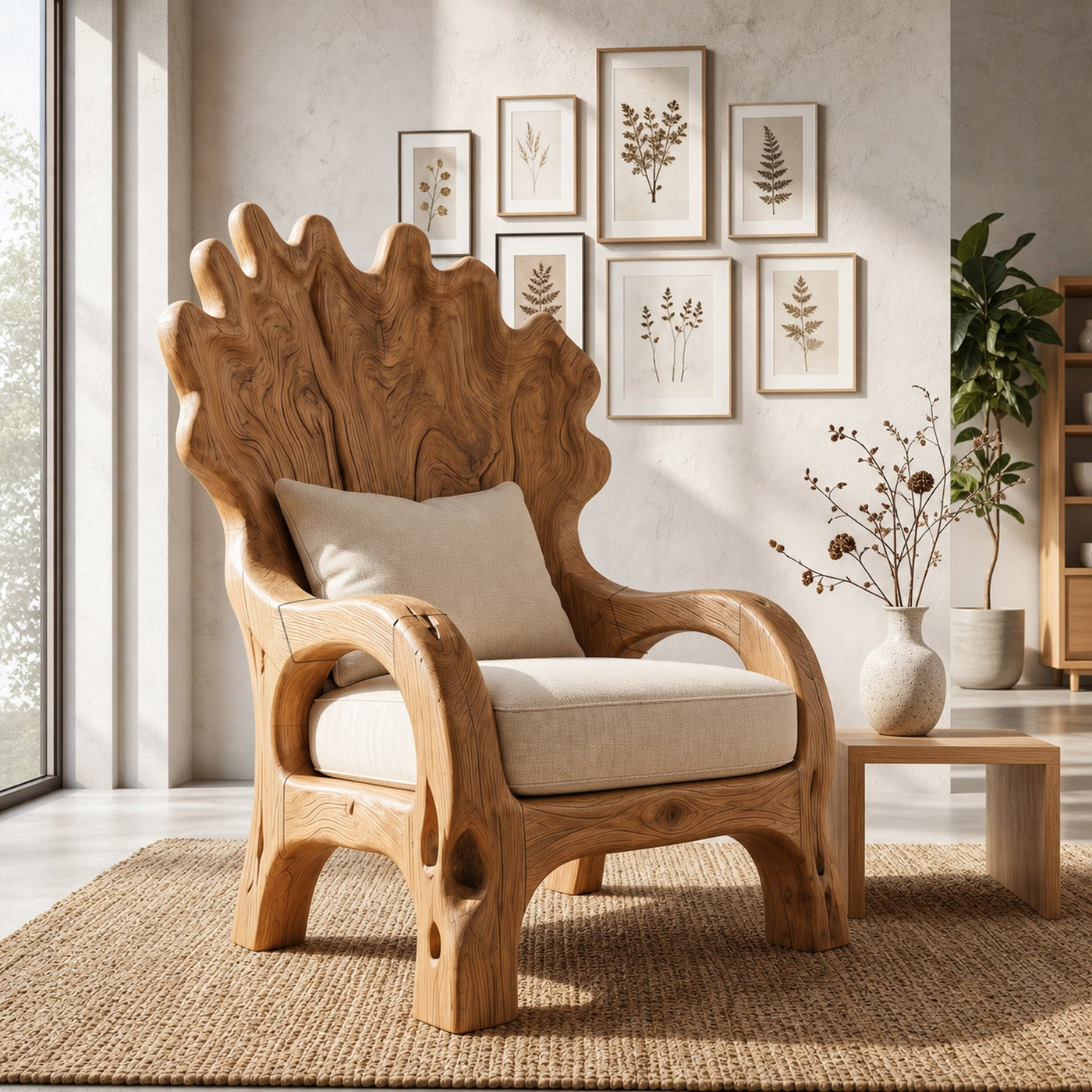 Handcrafted Wooden Lounge Chair For Living Room And Reading Nook - product view 5