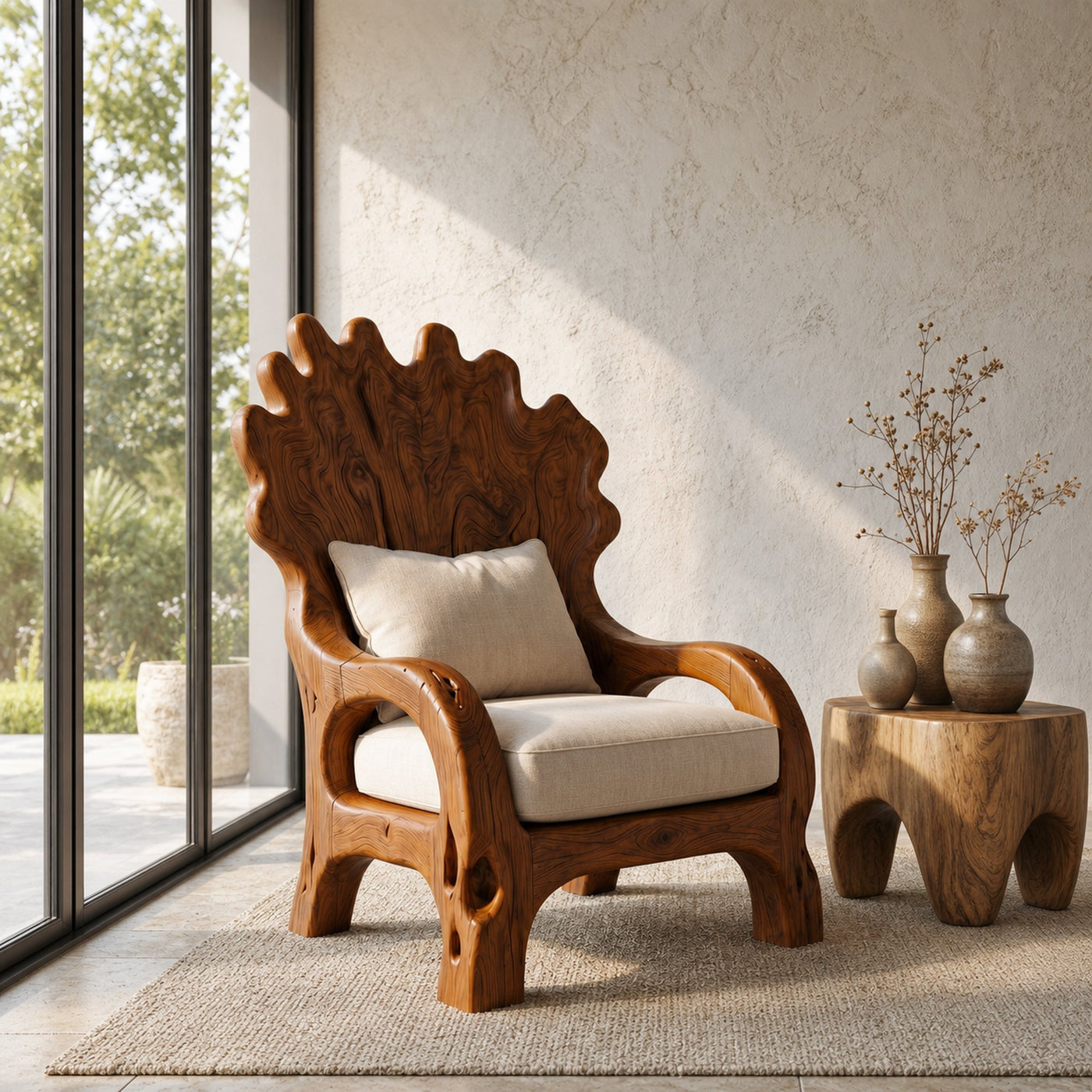 Handcrafted Wooden Lounge Chair For Living Room And Reading Nook - product view 6