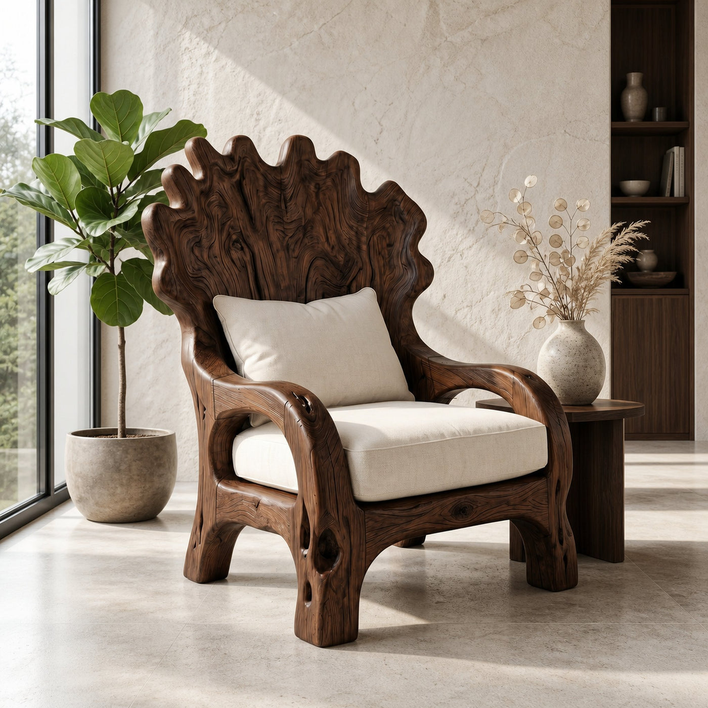 Handcrafted Wooden Lounge Chair For Living Room And Reading Nook - product view 7