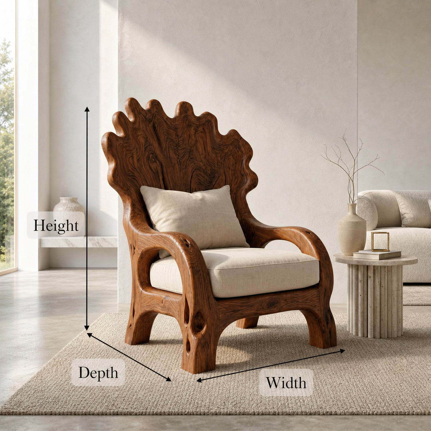 Handcrafted Wooden Lounge Chair For Living Room And Reading Nook - product view 8
