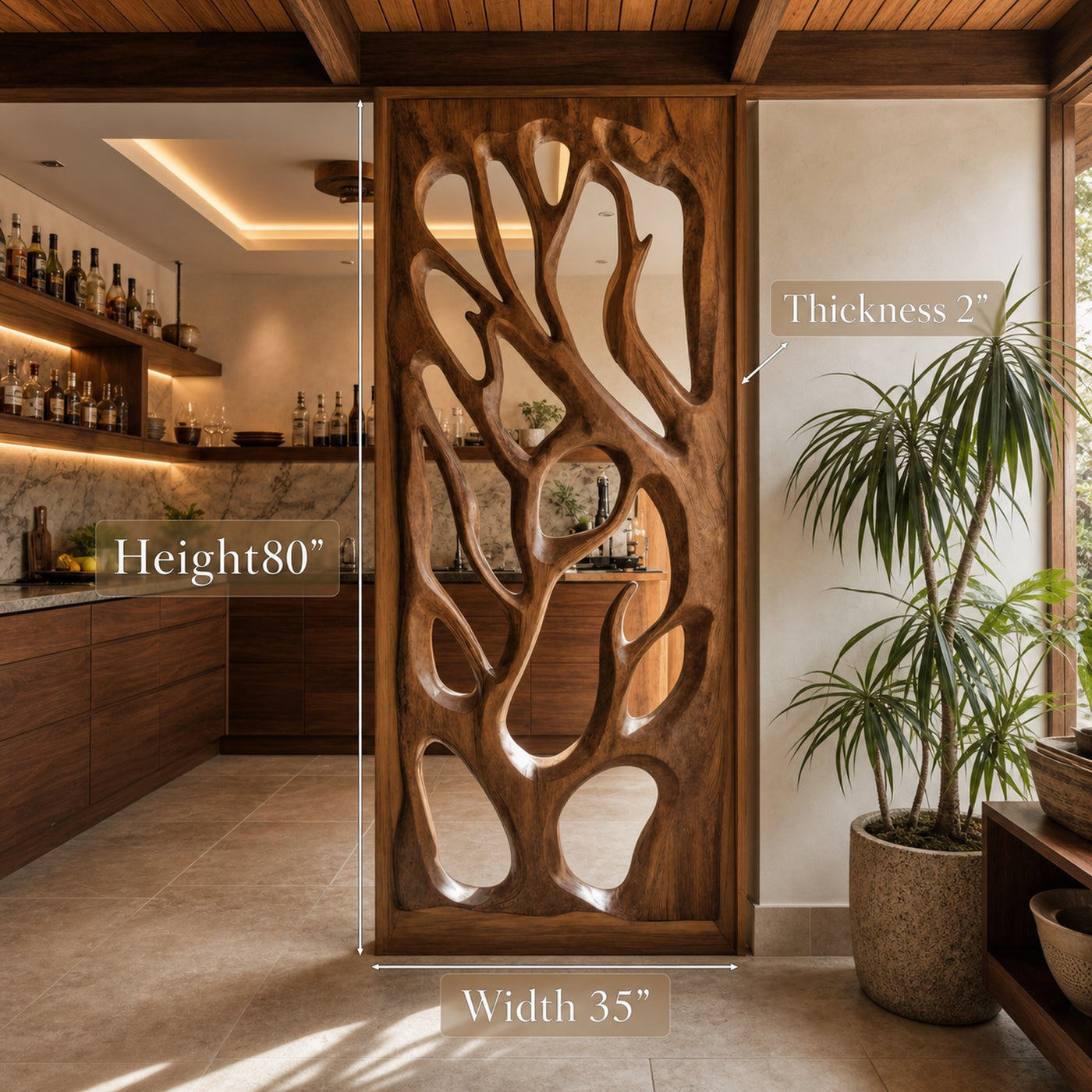 Handmade Carved Divider For Living Room Or Studio - product view 6