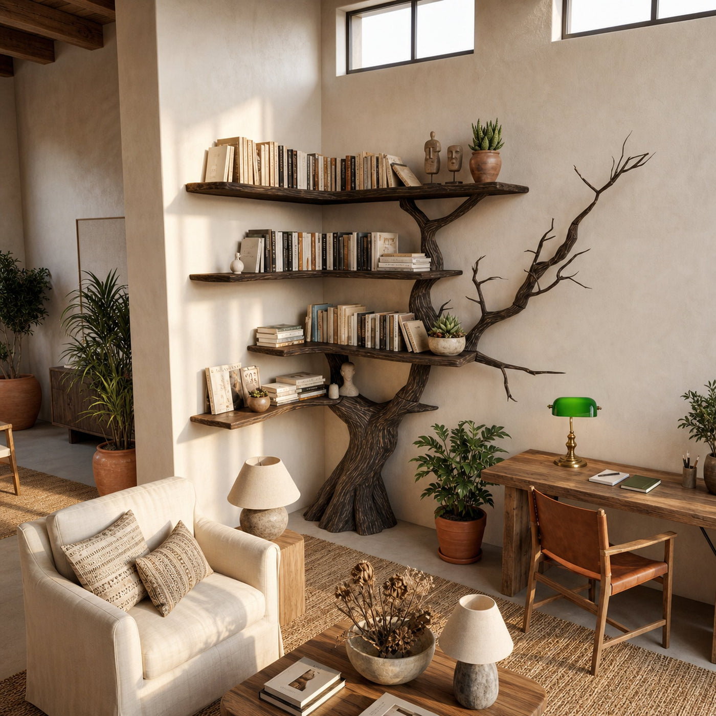 Handmade Corner Tree Bookshelf Living Room Decor - product view 2