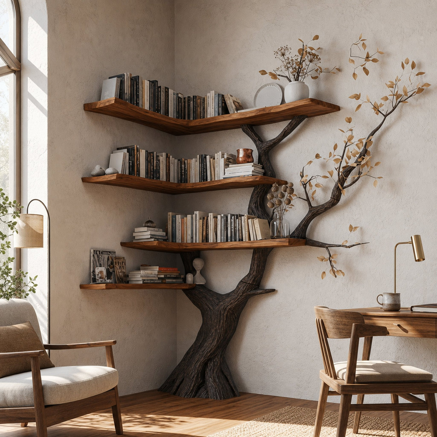 Handmade Corner Tree Bookshelf Living Room Decor - product view 6
