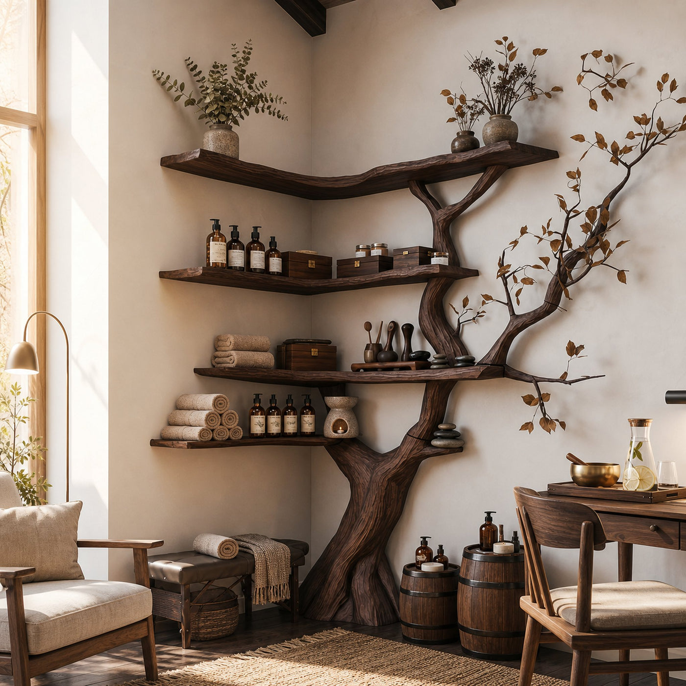 Handmade Corner Tree Bookshelf Living Room Decor - product view 7