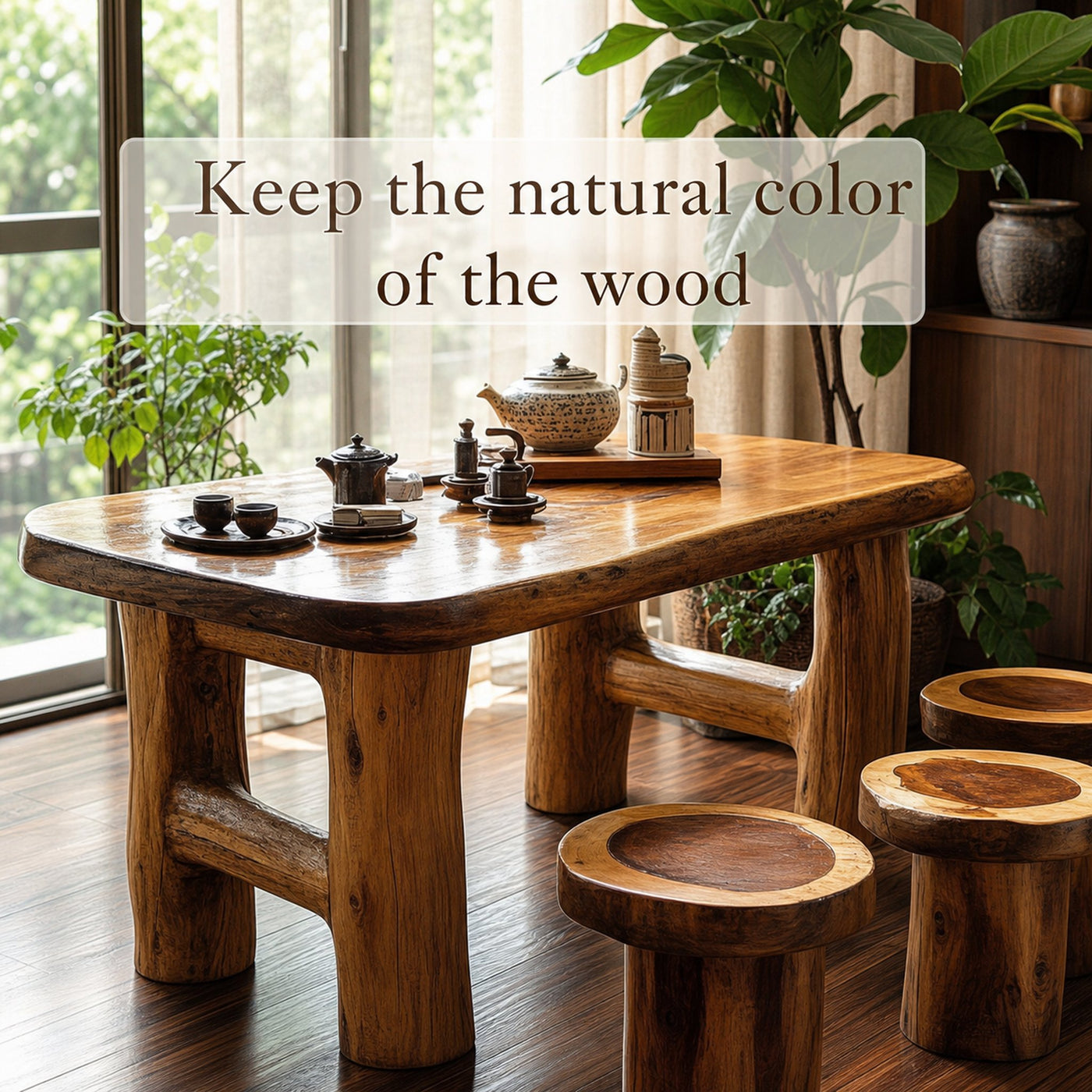 Handmade Table Set Tea Table Set Rustic Decor Living Room Gift - product view 4