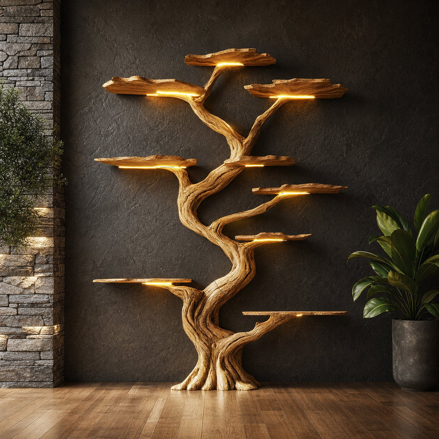 Handmade Tree Bookshelf Wood Rustic Modern Natural Style Decor Gift