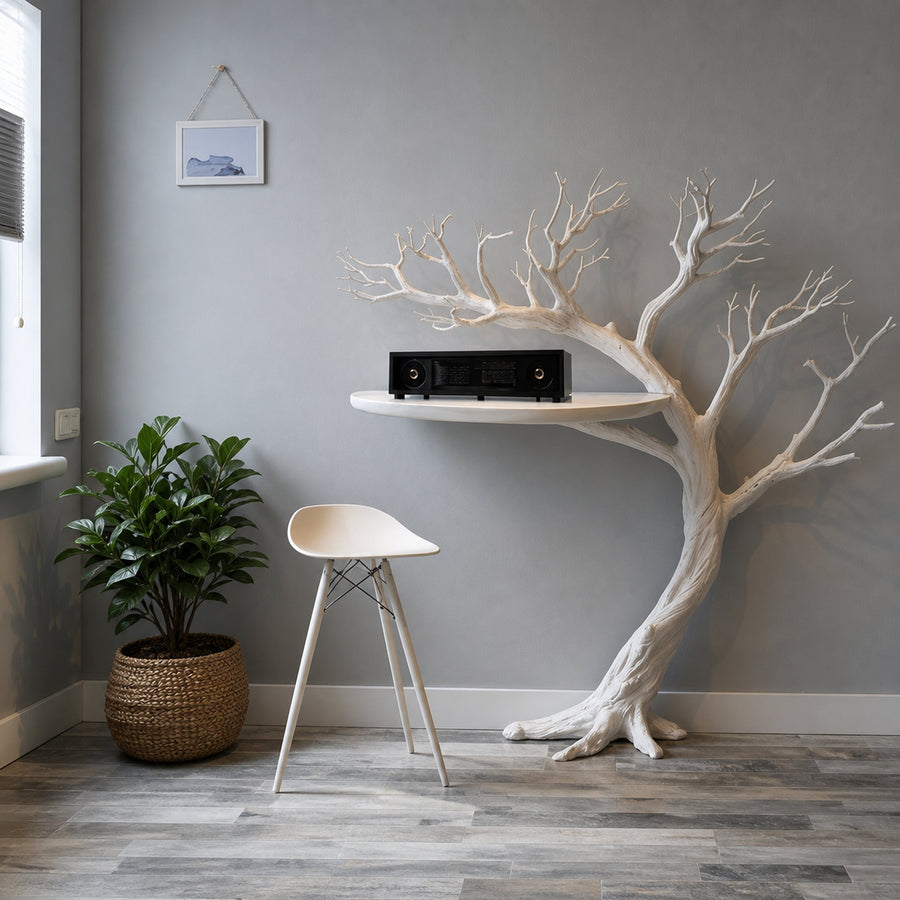 Handmade Wild Mulberry Wood Tree Shelf For Elegant Living Rooms