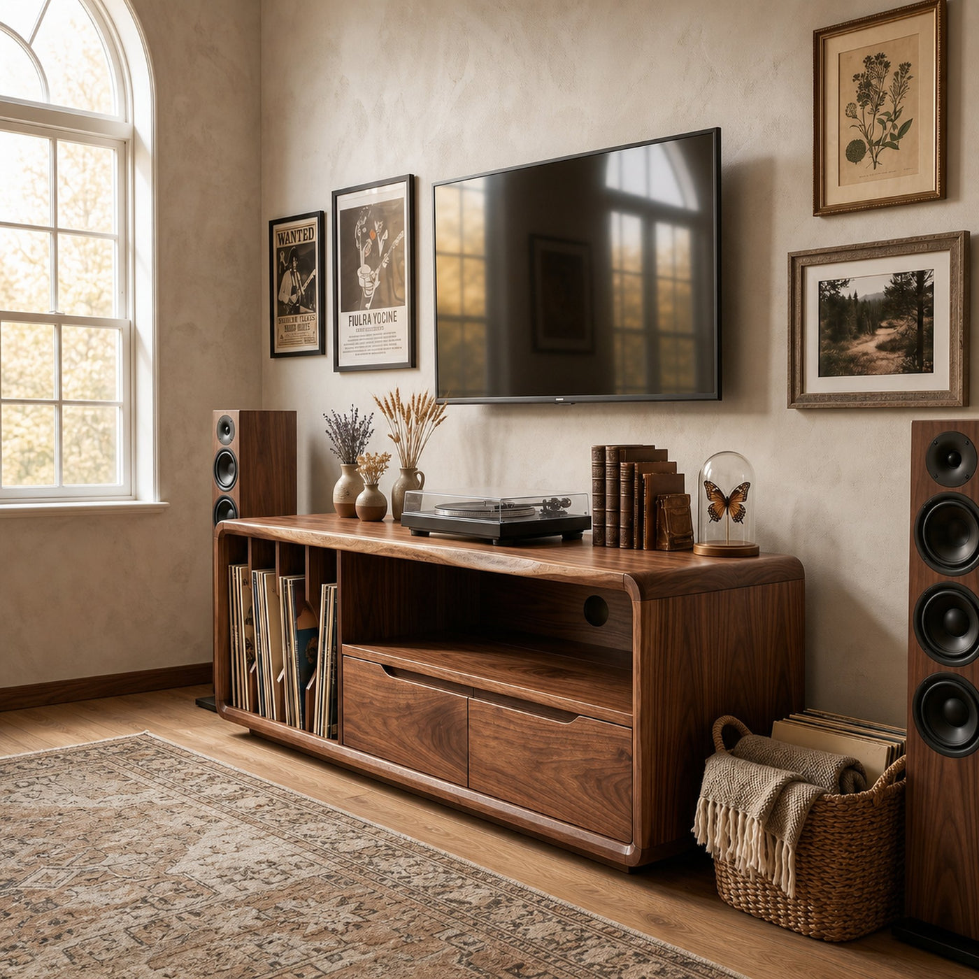 Handmade Wooden TV Cabinet Organic Curved Form - product view 6